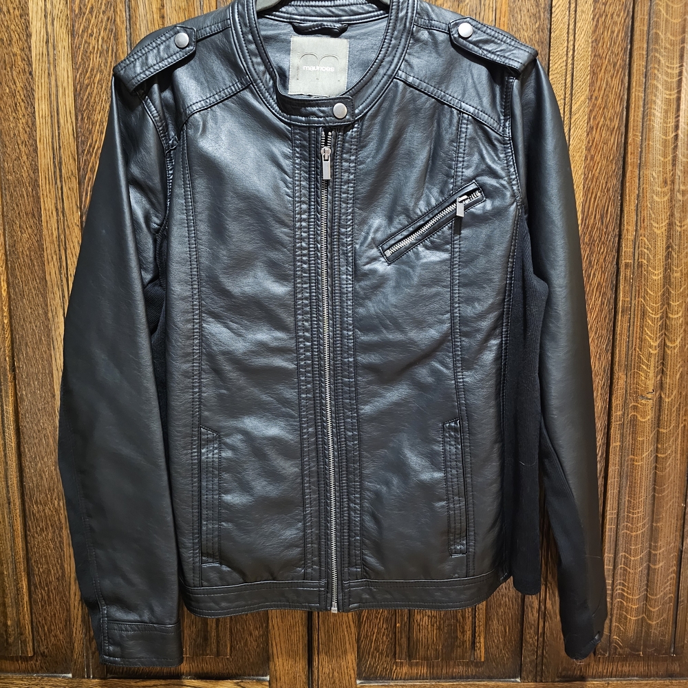 Maurices Black Faux Leather Bomber Jacket